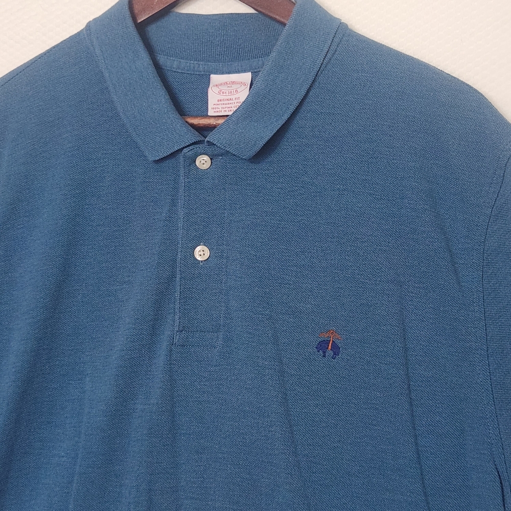 Brooks Brothers Mens XL Blue Original Fit Performance Polo Short Sleeve